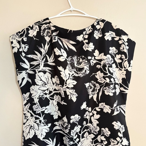4/$10🎄Vintage Y2K Joe Fresh Black & White Floral Drop Waist Dolman Dress - Picture 11 of 14
